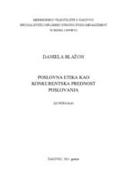 Poslovna etika kao konkurentska prednost poslovanja