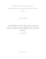 prikaz prve stranice dokumenta Statistička analiza dolazaka stranih turista prema zemlji prebivališta od 2019. do 2021.